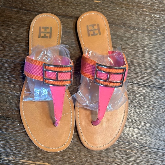 Tommy Hilfiger Shoes - Tommy Hilfiger pink and orange sandals size 8.5